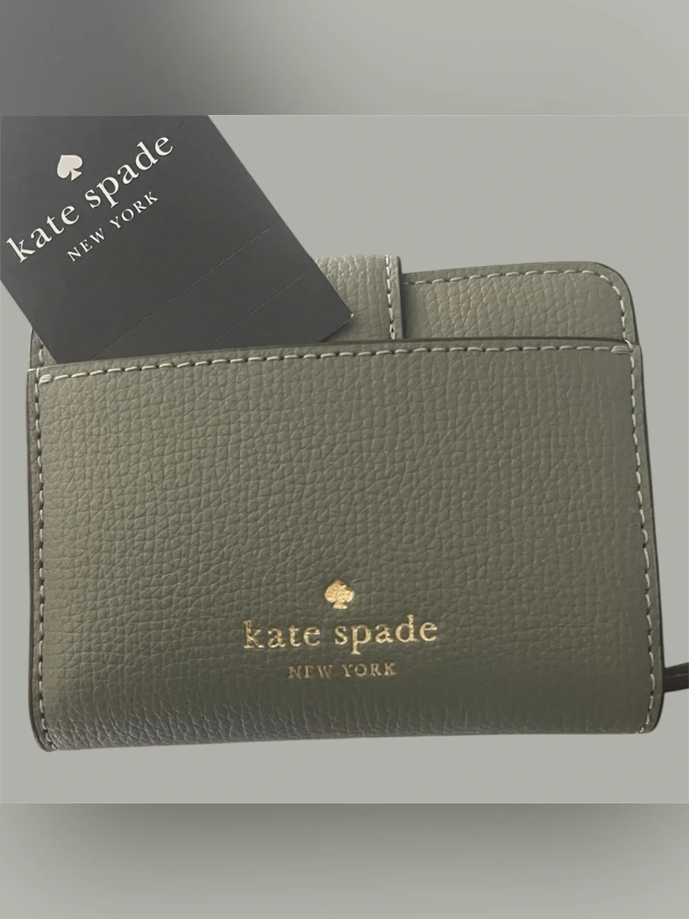 kate spade NWT RP$149 Leather Bifold Wallet-Compact “Phoebe” Olive/Pine